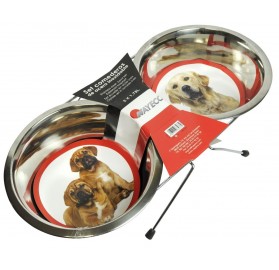 Set Comedero Doble con Patas Acero Inoxidable