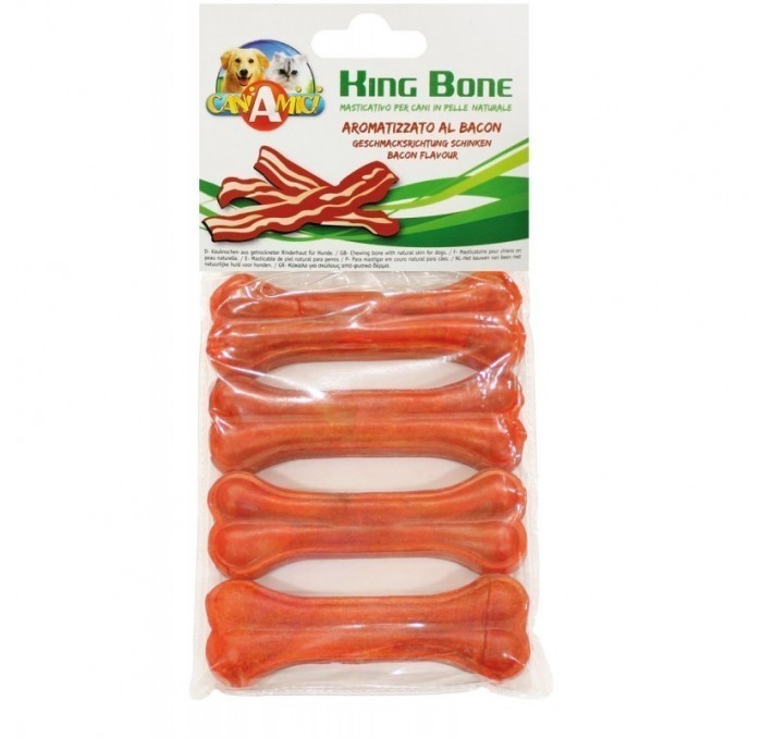 Bolsa de 4 huesos King Bone sabor Bacon 10cm